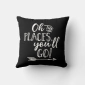 Oh les endroits vous irez coussin noir et blanc (Verso)