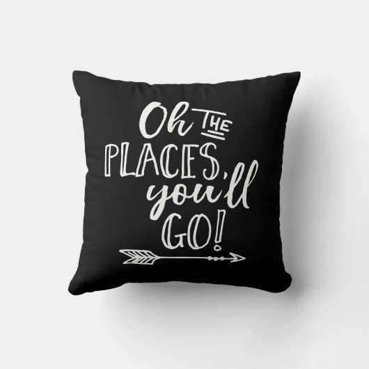 Oh les endroits vous irez coussin noir et blanc (Verso)