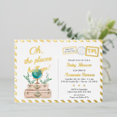 Oh Les Endroits Voyage Bébé Garçon Shower Carte D' (Debout devant)