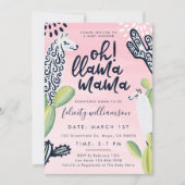 Oh Llama Mama Baby Girl Baby shower Invitation (Devant)