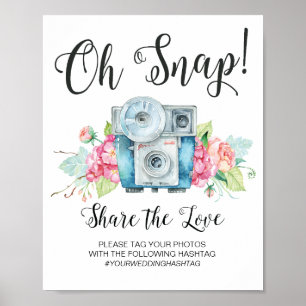 Oh Magnetische  camera Hashtag Weddenschap Poster