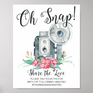 Oh Magnetische  camera Hashtag Weddenschap Poster