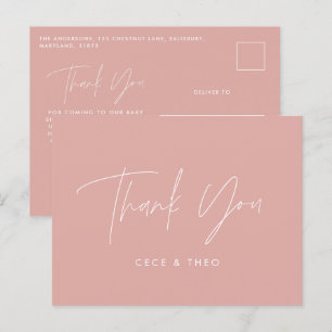 Oh meisje Baby shower dank u roze elegant Briefkaart