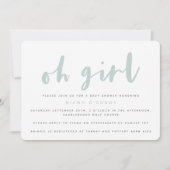 Oh meisje, baby shower feestuitnodiging kaart (Voorkant)