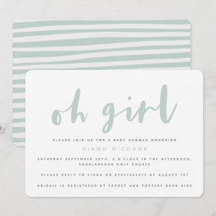 Oh meisje, baby shower feestuitnodiging kaart