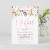OH MEISJE | bloemenuitnodiging voor baby shower Kaart (Staand voorkant)