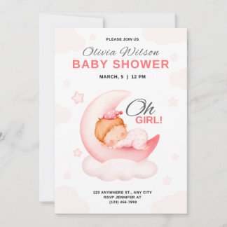 Oh meisje elegante baby meisje douche uitnodiging
