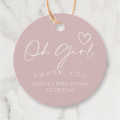 Oh Meisje Modern Baby shower Bedankjes Labels (Voorkant)