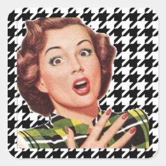 "OH, MIJN GOD!" Fifties Huisvrouw Houndstooth Stic Vierkante Sticker