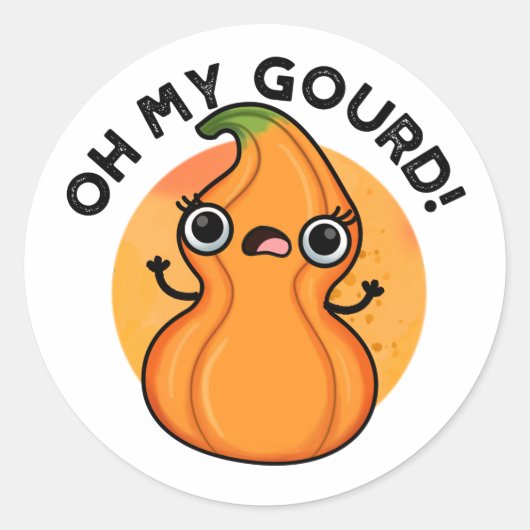 Oh Mijn Gourd Funny Veggie Pun Ronde Sticker (Voorkant)