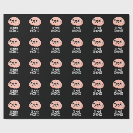 Oh Mind Goodness Funny Brain Pun Dark BG Cadeaupapier (Vlak)