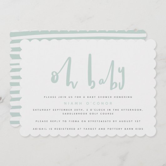 Oh mon bébé, baby shower invitation (Devant / Derrière)