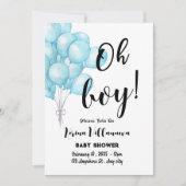Oh mon Dieu ! Carte d'invitation Baby shower bleu (Devant)