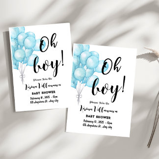 Oh mon Dieu ! Carte d'invitation Baby shower bleu 
