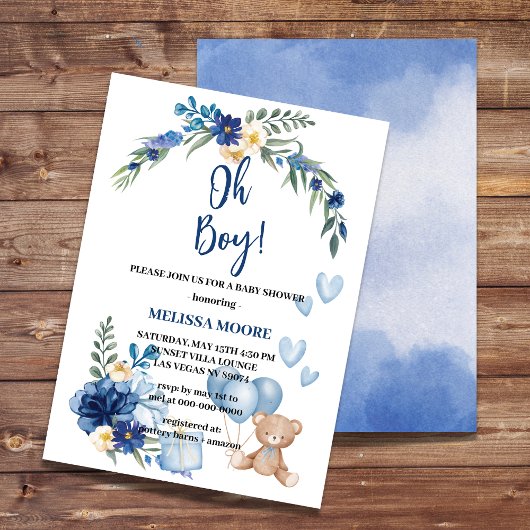 Oh mon Dieu ! Invitation Aquarelle Royal Blue Flow