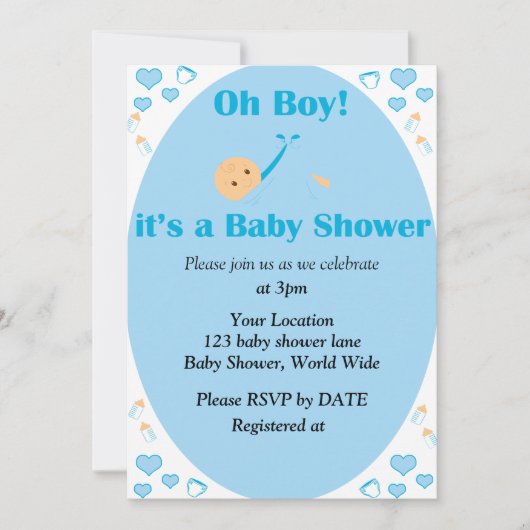 Oh mon garçon c'est une invitation Baby shower (Devant)
