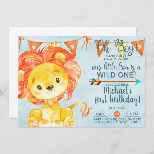 Oh mon garçon, petite invitation pour l'anniversai (Devant / Derrière)