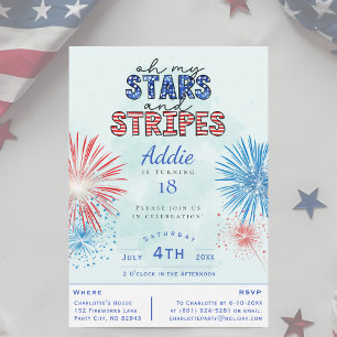 Oh My Stars and Stripes 4 juli Verjaardagsfeest Kaart
