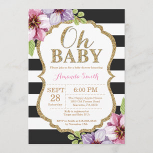 Oh noir de bébé et invitation de baby shower d'or