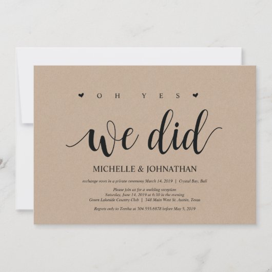 oh oui, nous l'avons fait, carte d'invitation pour (Devant)