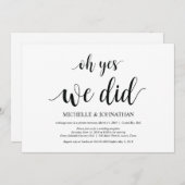 oh oui, nous l'avons fait, cartes d'invitation pou (Devant / Derrière)