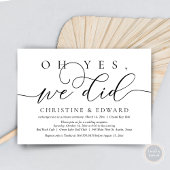 Oh oui, nous l'avons fait, Invitation d'élopement 