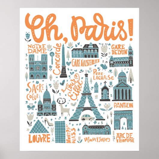 Oh, Parijs. | Town Typografie Poster (Voorkant)