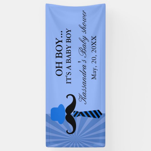 OH ! Petite bannière bleue de douche de bébé (Vertical)