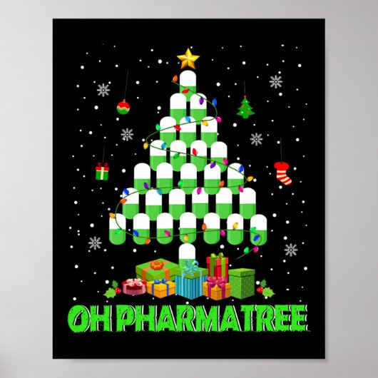 Oh Pharmatree kerstboom Pharmacy Medicinal P Poster (Voorkant)