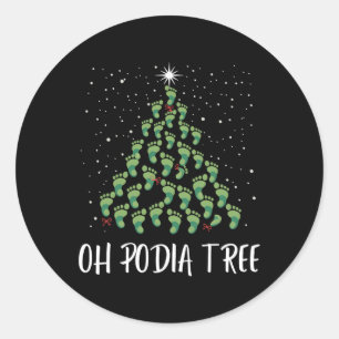Oh Podiatree Funny Tree Foot Christmas Staff Squad Ronde Sticker
