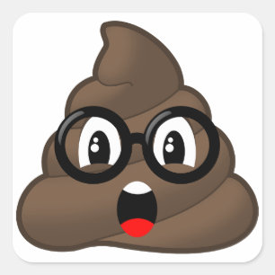 Oh Poop Emoji w/Glasses Vierkante Sticker