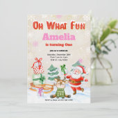 Oh Quel Amusant Noël Anniversaire Fête Invitation (Debout devant)