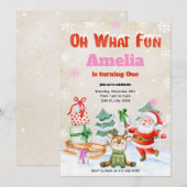 Oh Quel Amusant Noël Anniversaire Fête Invitation (Devant / Derrière)