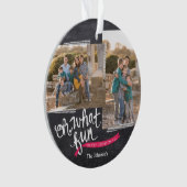 Oh quel ornement de photo de ruban de vacances (devant)