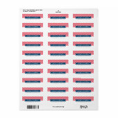 OH QUEL PLAISIR rouge rayé étiquette de adresse de (Feuille entière)