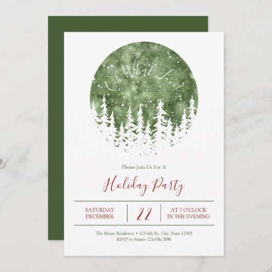 Oh Quelle Fun Holiday Party Invitation (Devant / Derrière)