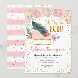 Oh Quelle Fun Sleigh Girl Première invitation anni