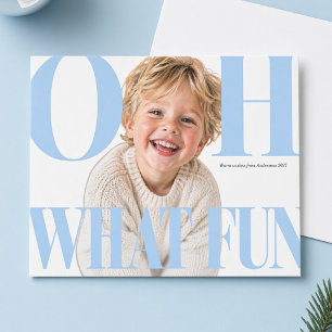 Oh Quelle Joie Carte de Noël Photo Enfant Bleu Cla