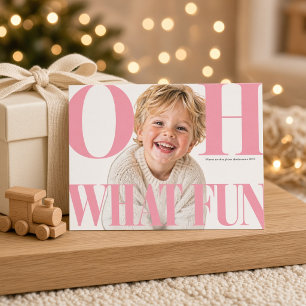 Oh Quelle Joie Carte de Noël Rose Enfant Photo