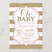 Oh roses pâles et invitation de baby shower d'or