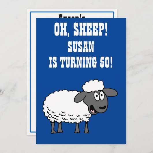 Oh schaap, iemand wordt 50 50ste verjaardag kaart (Voorkant / Achterkant)