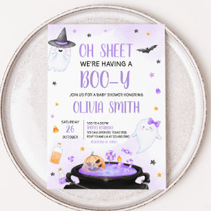 Oh Sheet Boo-y Halloween Baby shower Kaart