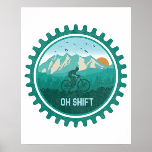Oh Shift Retro Mountain Bike  MTB-fietsen Poster