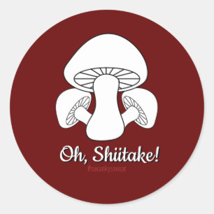 Oh Shiitake (donkerrood) Ronde Sticker