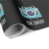 Oh Shoot Funny Photographer camera Pun Dark BG Cadeaupapier (Rol Hoek)