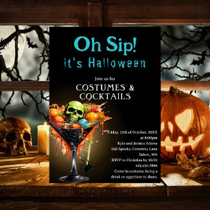 Oh Sip Grappige Zwarte Martini Halloween Kostuum F Kaart