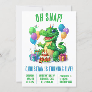 Oh Snap! Alligator met ballonnen verjaardagsfeestj Kaart