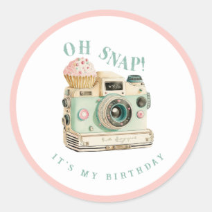 Oh Snap   Camera Birthday Ronde Sticker