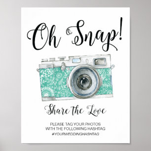 Oh Snap Camera Hashtag Weddenschap Poster