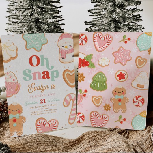 Oh Snap Christmas Cookie Verjaardag Uitnodiging